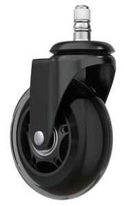 Schwarze Hartbodenrolle mit Metallstift, seitliche Perspektive