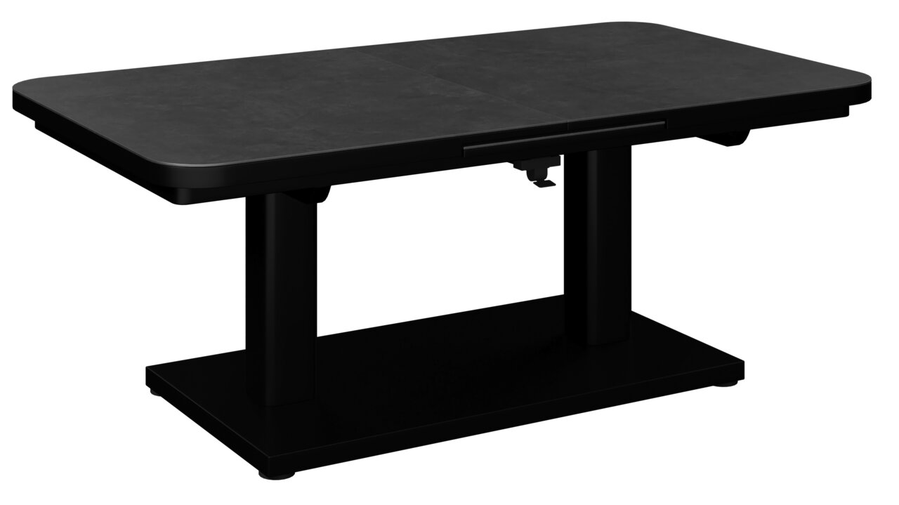 Amatio Pro Gartenausziehtisch TRANSFORM Moderner schwarzer Gartentisch mit rechteckiger Tischplatte, seitliche Perspektive
