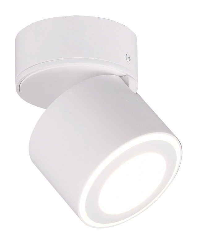 Weißer LED-Einbau- und Aufbauspot TAURUS, seitliche Perspektive