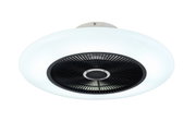 Moderne plafondventilator met ingebouwde verlichting, gezien van onderaf