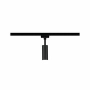 Schienenspot Tubo in schwarzer Farbe, zylindrische Form, frontal von unten betrachtet.