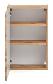 Offener Hängeschrank aus Holz mit zwei Regalböden, Frontansicht