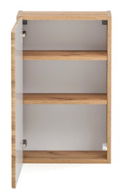 Offener Hängeschrank aus Holz mit zwei Regalböden, Frontansicht
