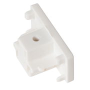 Weiße Endkappe aus Kunststoff, seitliche Perspektive