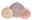 Drei Teller in verschiedenen Größen und Farben mit kreisförmigem Muster, von oben betrachtet. Durchmesser: 26,8 cm, 19,5 cm und 18 cm.