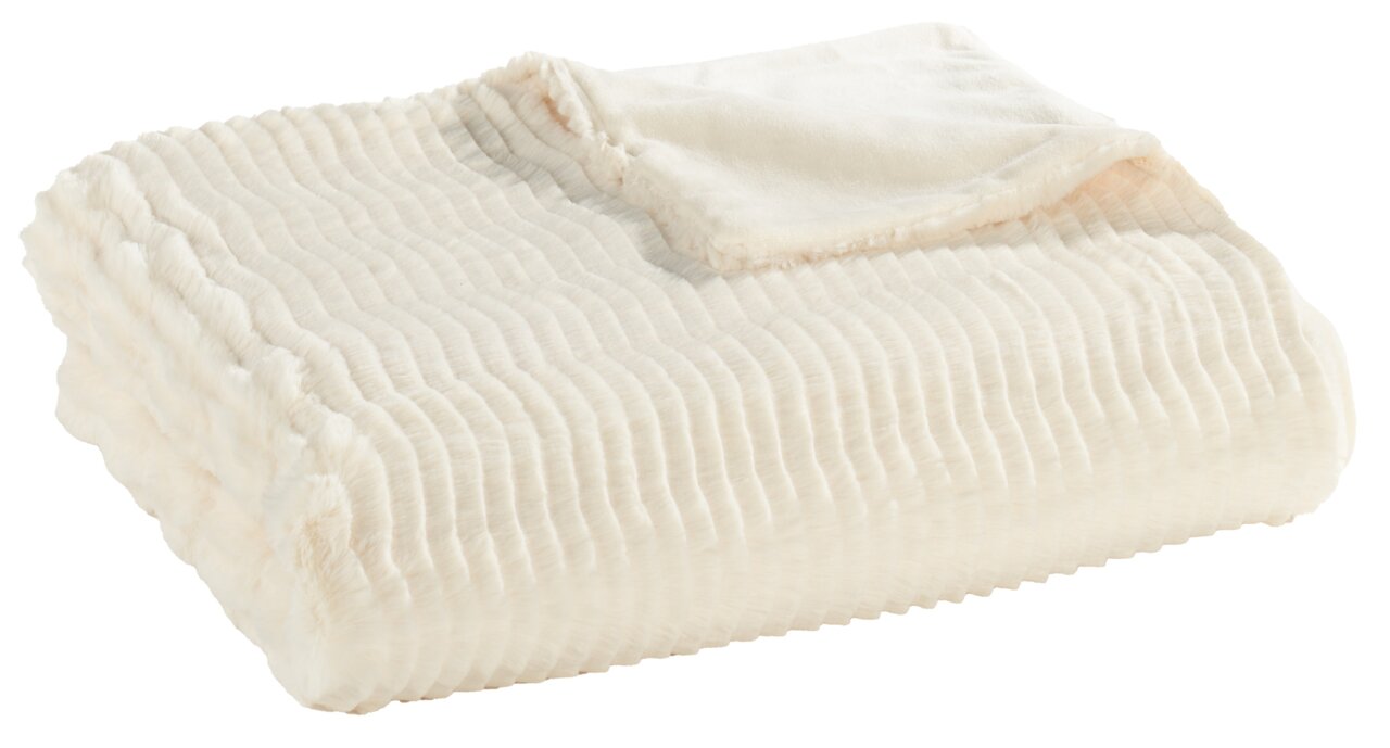 Linneweber Felldecke Weiche, cremefarbene Felldecke in gefalteter Ansicht, 150x200cm