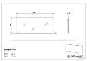 Technische Zeichnung eines rechteckigen Spiegels mit abgerundeten Ecken, Modell Spiegel 4410, mit den Maßen 130 cm Breite, 54 cm Höhe und 3 cm Tiefe, Seitenansicht und Vorderansicht dargestellt.