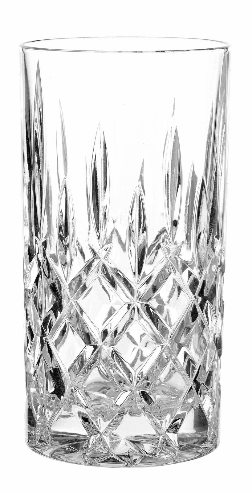 Kristallklare Vase oder Windlicht mit elegantem Schliffmuster, seitliche Perspektive