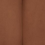 Nahaufnahme eines braunen Stoffbezugs mit sichtbarer Naht in der Mitte, perspektivisch von oben betrachtet.