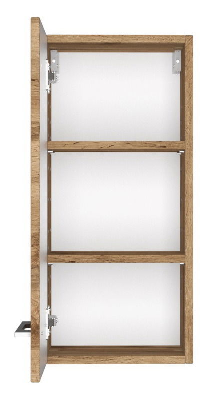 XORA Hängeschrank DAVOS Hängeschrank aus Holz mit drei offenen Fächern, Tür links geöffnet, Frontalansicht