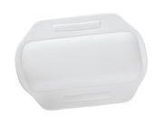 Weißes Nackenpolster in rechteckiger Form mit abgerundeten Ecken, Ansicht von oben.