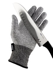 Schnittschutzhandschuh SECURO hält ein scharfes Messer, Ansicht von oben
