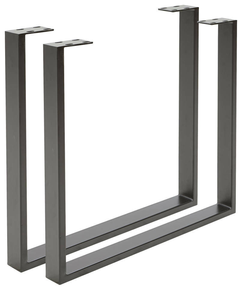 2er Set U-Gestell aus Metall in schwarzer Farbe, seitliche Perspektive
