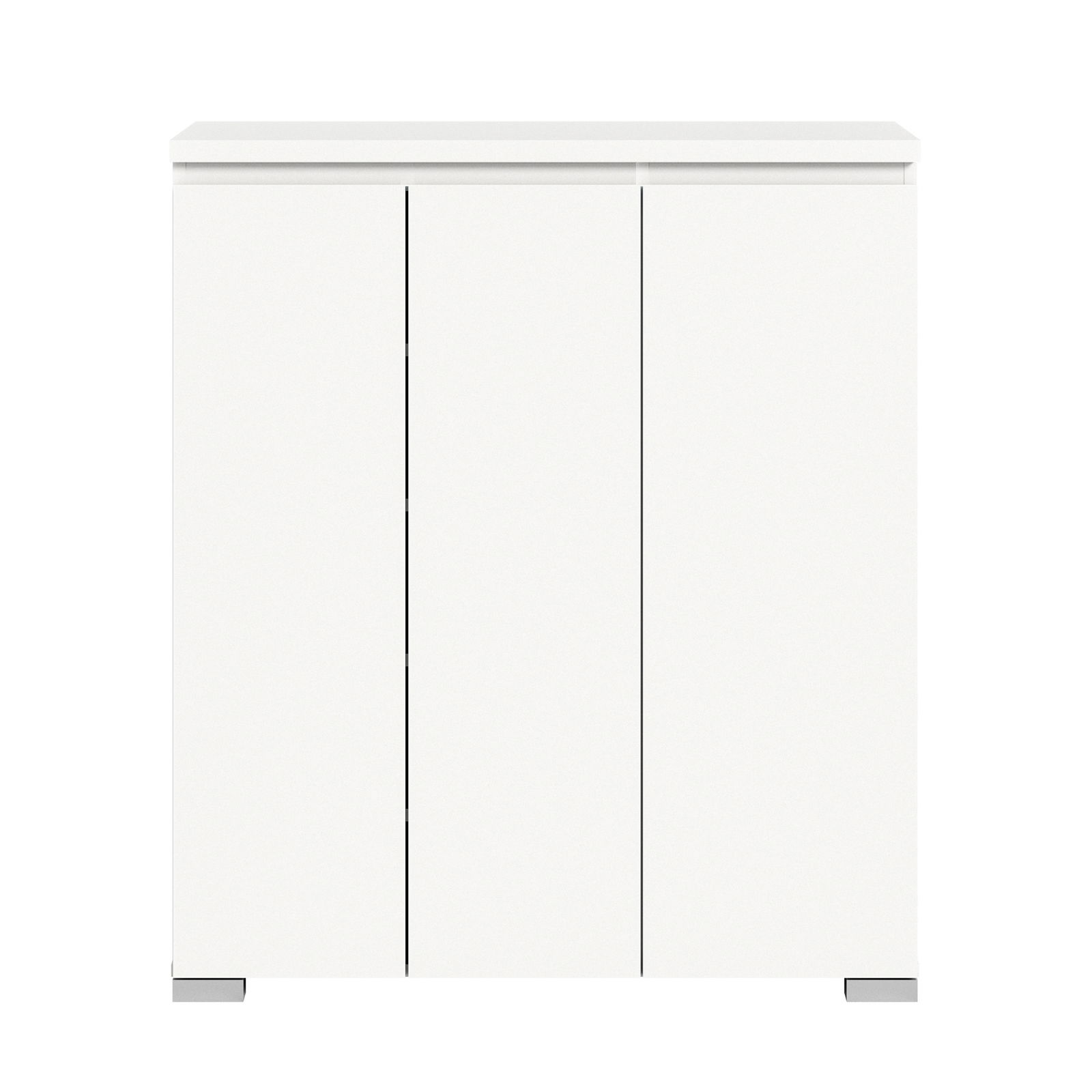 Weißer Schuhschrank mit drei Türen, frontale Ansicht