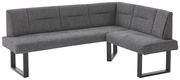 Graue Eckbank KIRA von Valdera mit modernem Design und Metallbeinen, seitliche Perspektive