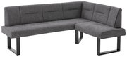Graue Eckbank KIRA von Valdera mit modernem Design und Metallbeinen, seitliche Perspektive