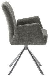 Grauer Sessel mit Metallbeinen, Seitenansicht