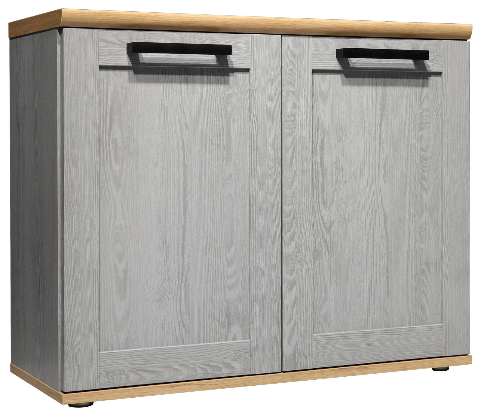 Waschbeckenunterschrank in Holzoptik mit zwei Türen, Frontansicht
