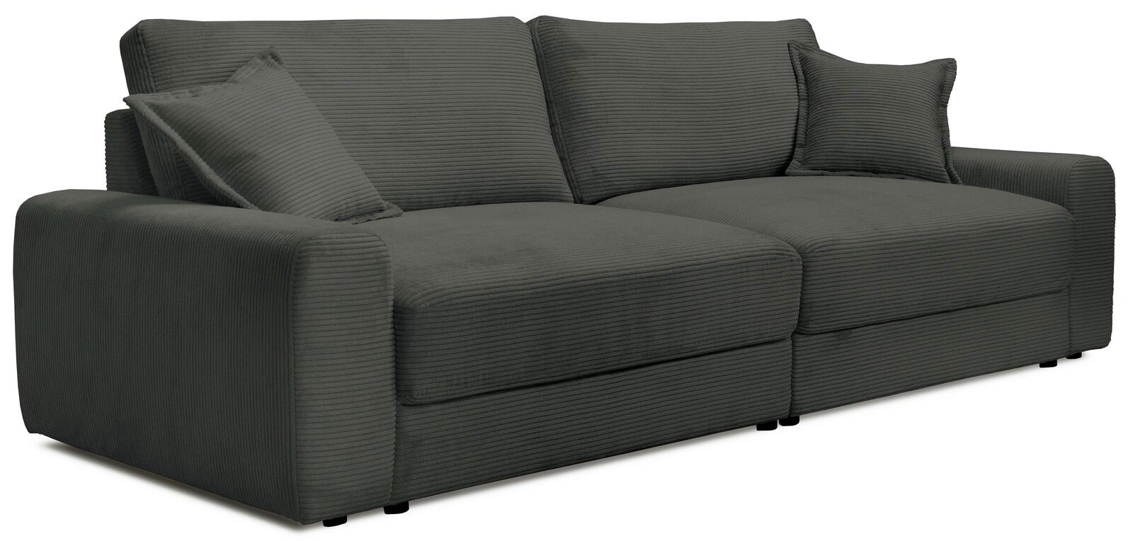 Z2 Big Sofa NAPOLI Großes, modernes Big-Sofa in dunklem Stoff mit geripptem Design, seitliche Perspektive