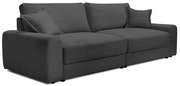 Großes, modernes Big-Sofa in dunklem Stoff mit geripptem Design, seitliche Perspektive