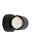 Schwarze LED-Wandleuchte mit rundem Design, frontal abgebildet