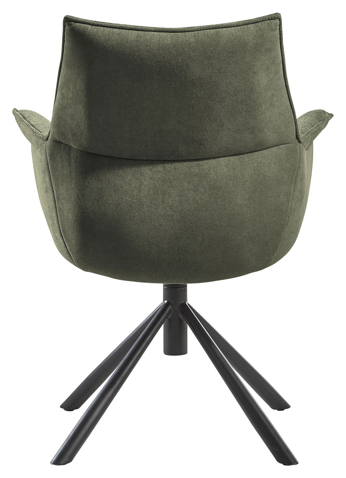 Rückansicht eines grünen Sessels der Serie KONYA mit schwarzem Metallfußgestell.