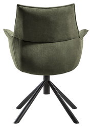 Rückansicht eines grünen Sessels der Serie KONYA mit schwarzem Metallfußgestell.