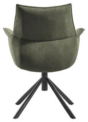 Rückansicht eines grünen Sessels der Serie KONYA mit schwarzem Metallfußgestell.