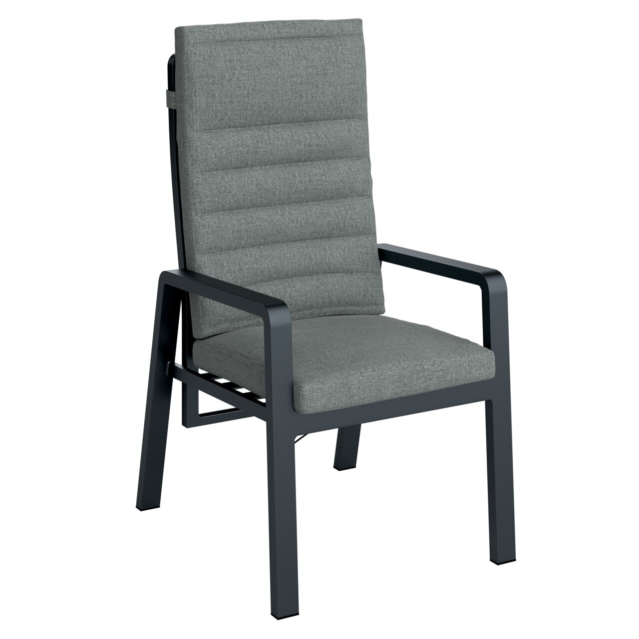 Ambia Garden Gartenrelaxsessel TOPAS Gartenrelaxsessel mit grauem Polster und schwarzem Metallrahmen, seitliche Perspektive