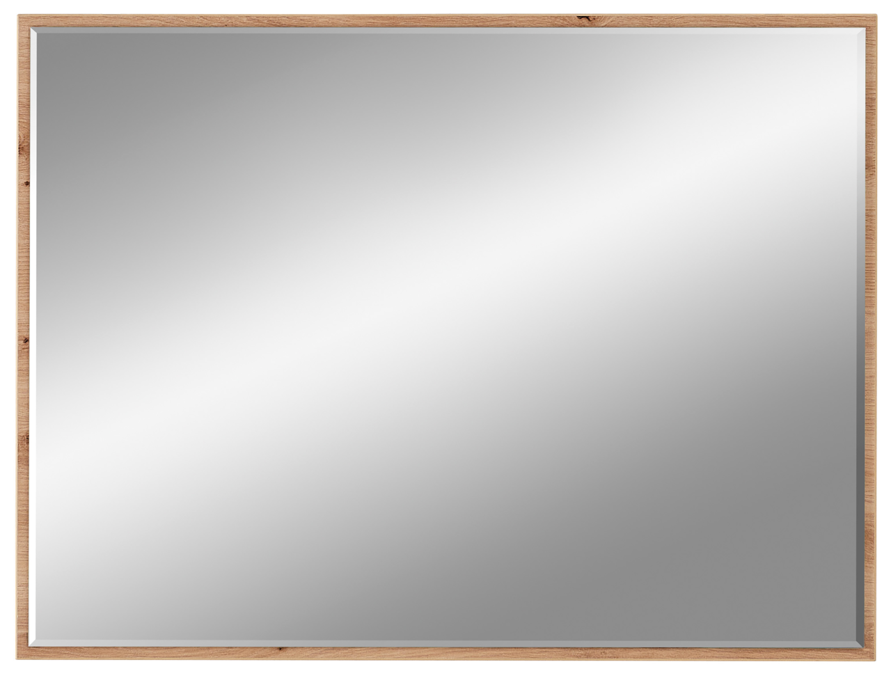 Quadratischer Spiegel mit Holzrahmen, Frontalansicht