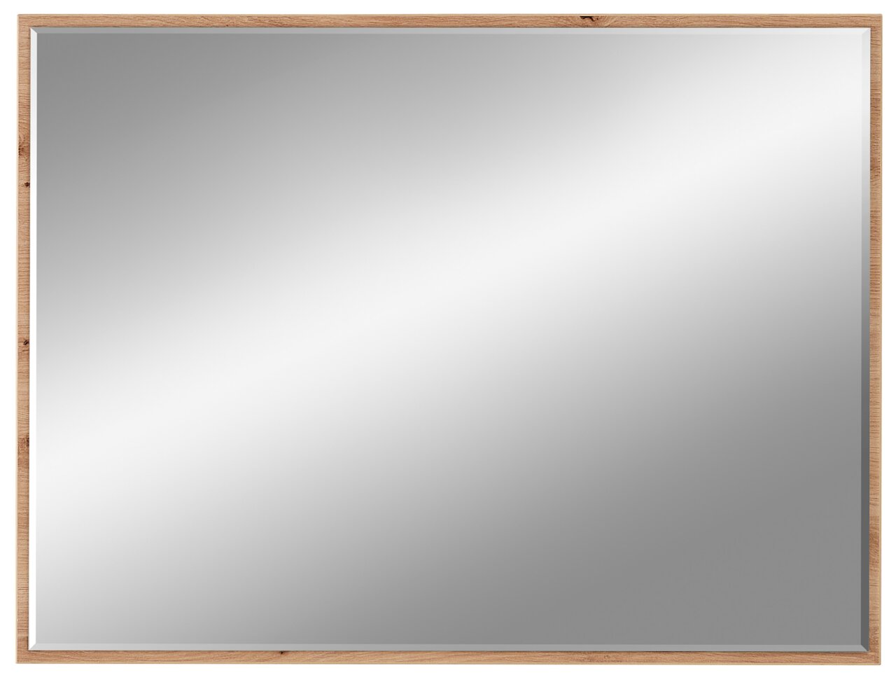 Quadratischer Spiegel mit Holzrahmen, Frontalansicht