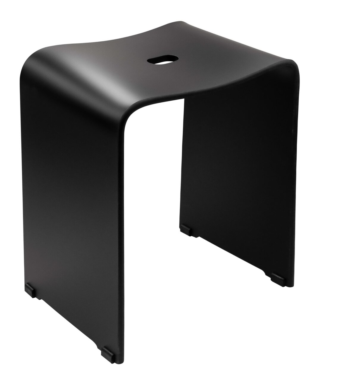 Schwarzer Bad-Hocker Ben aus Metall mit modernem Design, seitliche Perspektive
