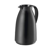 Schwarze, matte Isolierkanne mit einem Liter Fassungsvermögen, seitliche Perspektive