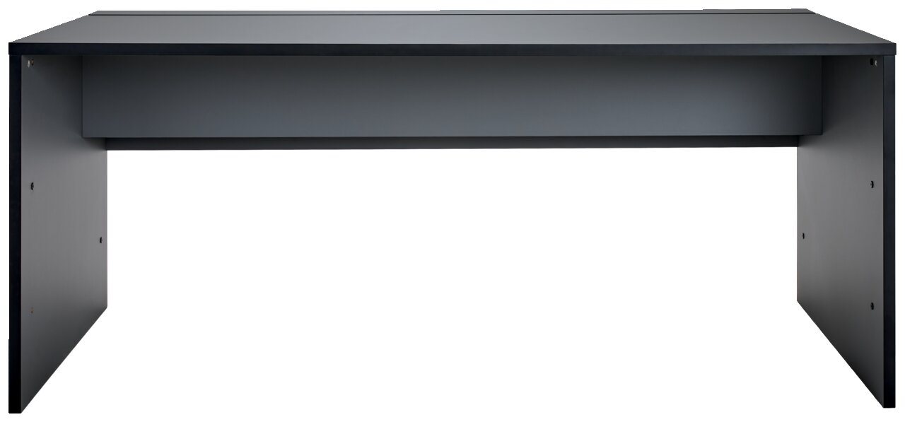 Moderner Gamingtisch in schwarzem Design, frontal betrachtet