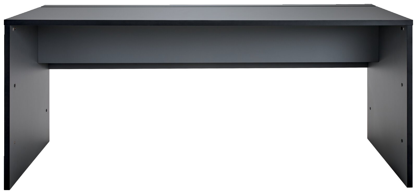 Moderner Gamingtisch in schwarzem Design, frontal betrachtet