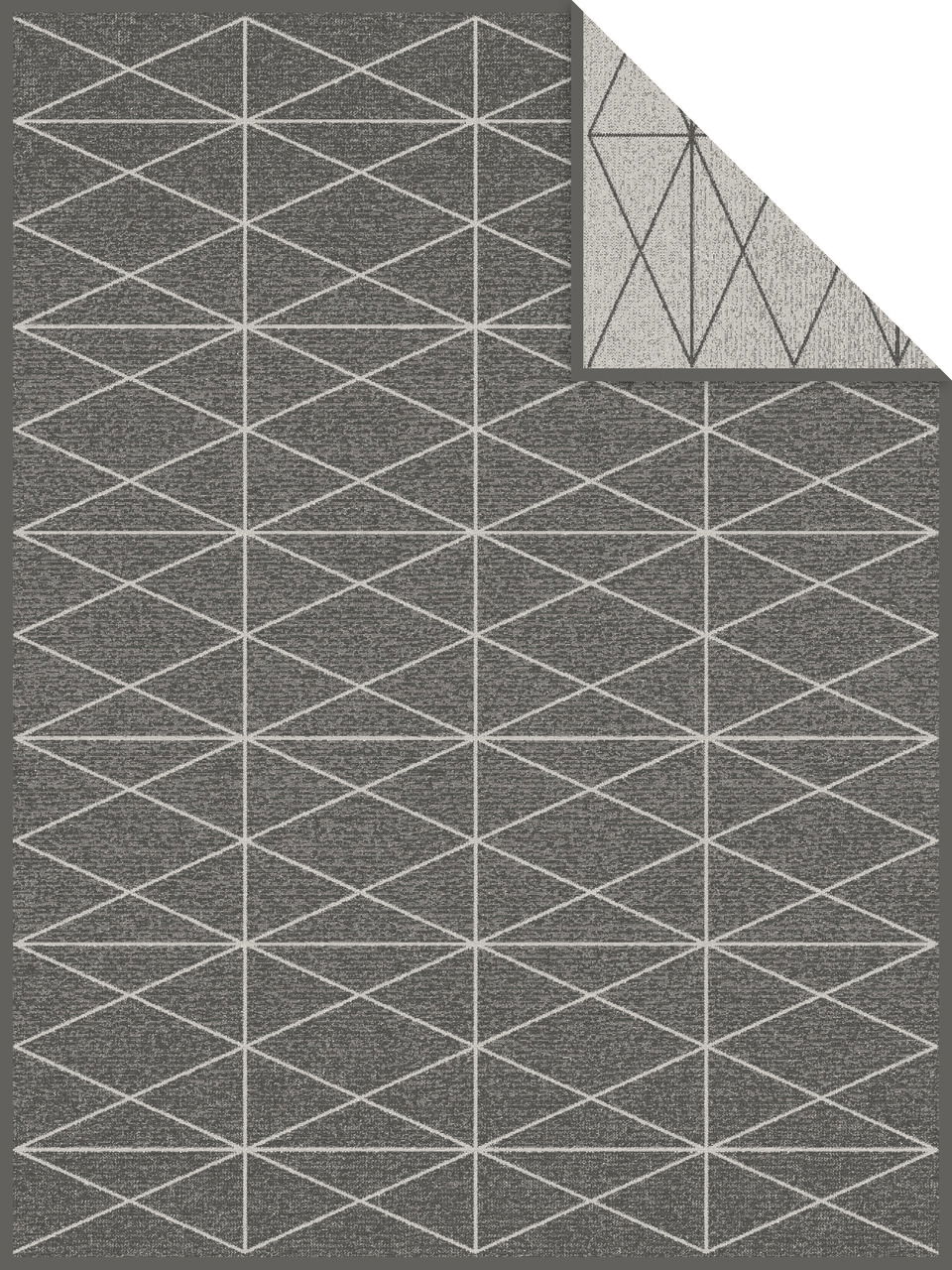Graue Jacquard-Decke mit geometrischem Muster, Draufsicht