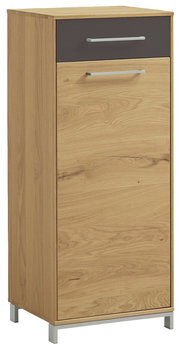 Mehrzweckschrank aus Holz mit einer Schublade und einer Tür, seitliche Perspektive