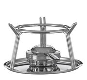 Fondue-Set aus Edelstahl, seitliche Perspektive