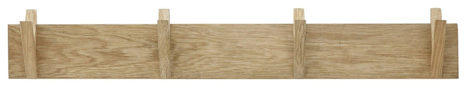 Hakenleiste aus Holz mit vier Haken, frontal abgebildet