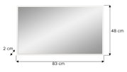 Rechteckiger Spiegel mit den Maßen 83 cm x 48 cm und einer Tiefe von 2 cm, frontal abgebildet.