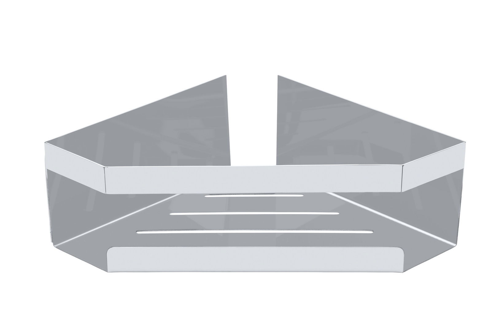 Eckablage Meleto, glänzend, aus Metall, perspektivische Ansicht von vorne