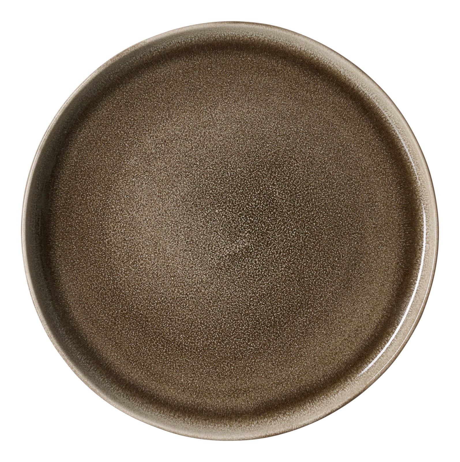 Brauner Speiseteller mit 27,5 cm Durchmesser, Ansicht von oben