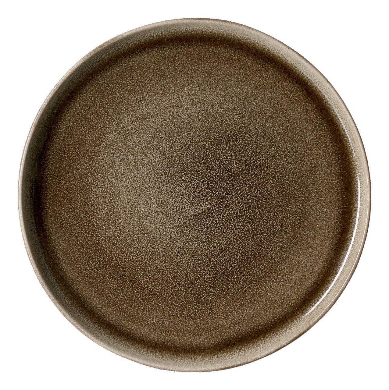Brauner Speiseteller mit 27,5 cm Durchmesser, Ansicht von oben