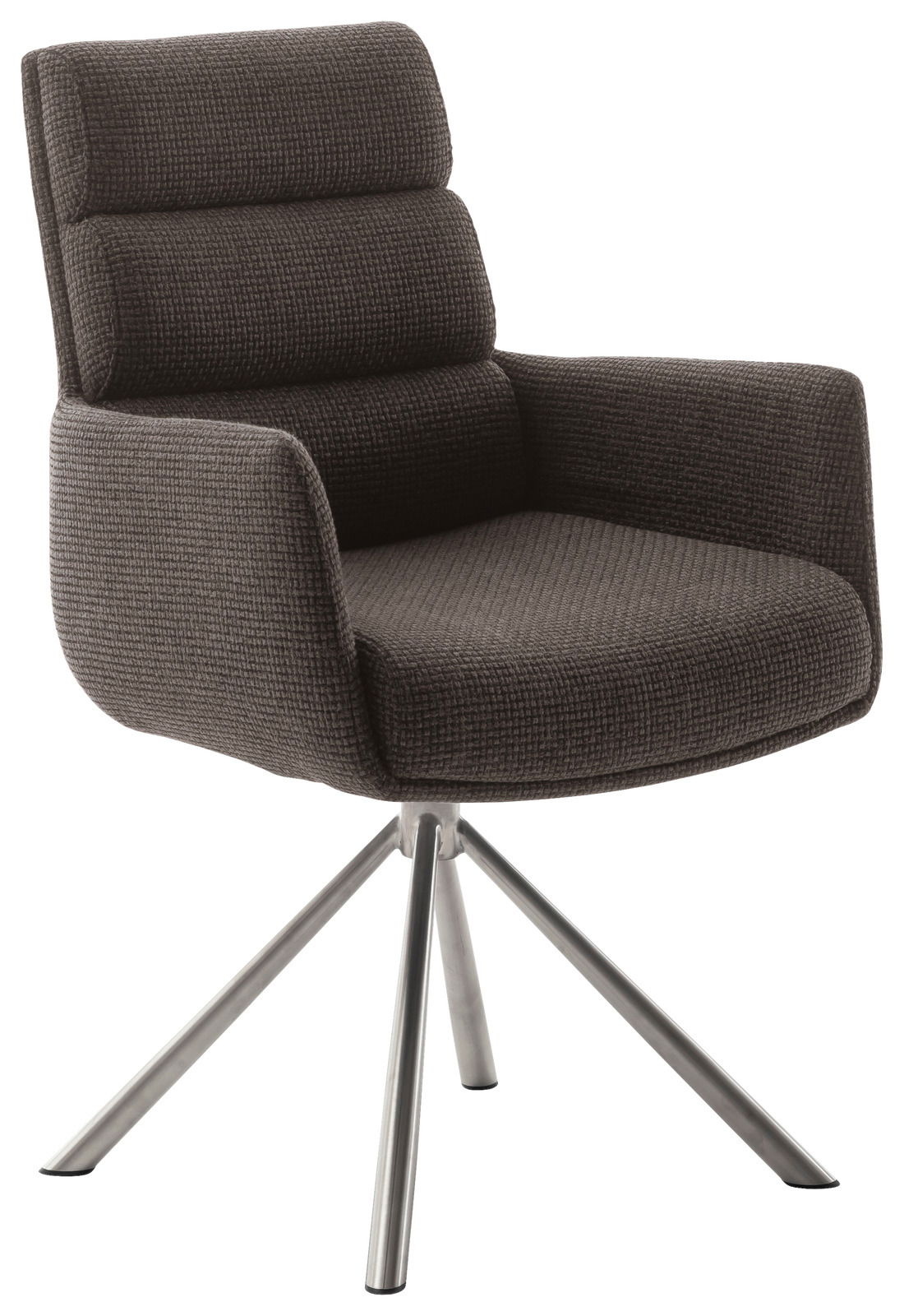 Dieter Knoll Armlehnstuhl LEXINGTON Moderner Armlehnstuhl mit dunkelgrauem Stoffbezug und verchromtem Vierfußgestell, seitliche Perspektive