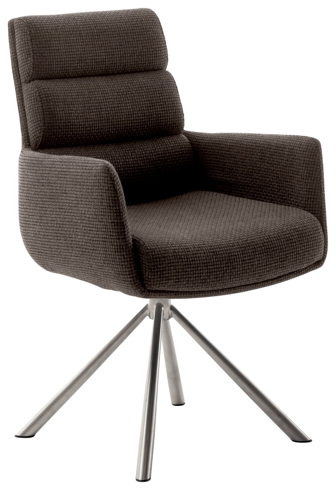 Dieter Knoll Armlehnstuhl LEXINGTON Moderner Armlehnstuhl mit dunkelgrauem Stoffbezug und verchromtem Vierfußgestell, seitliche Perspektive