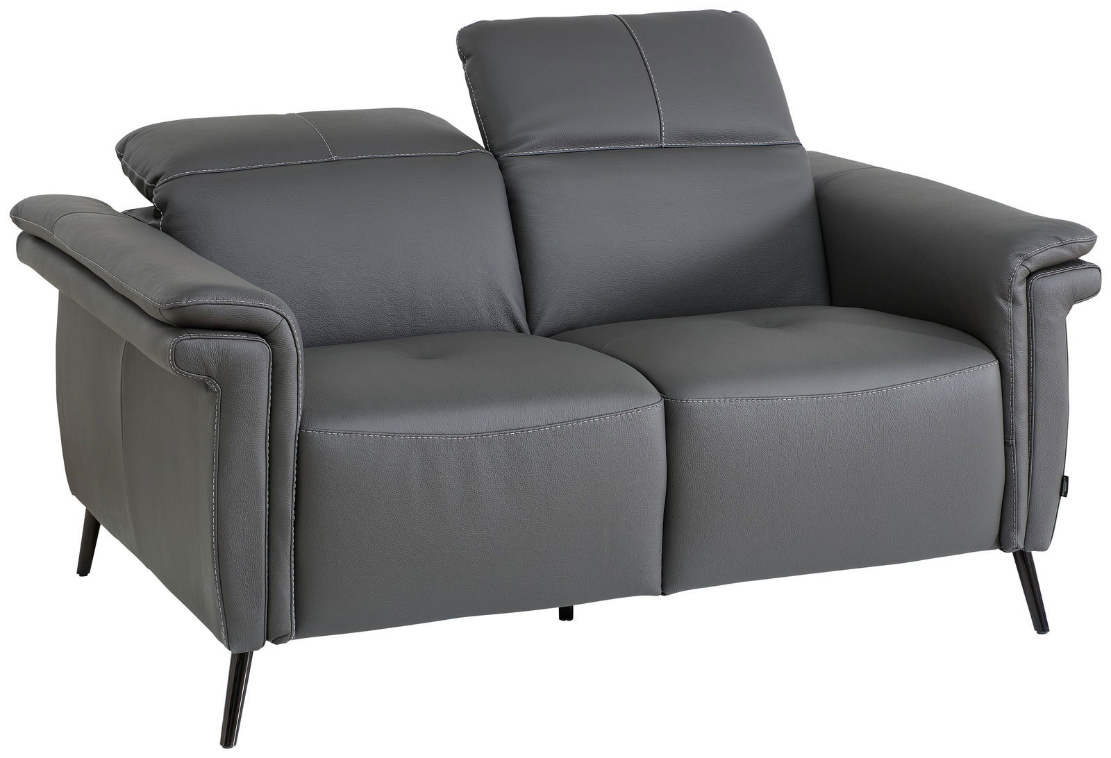 Graues 3-Sitzer-Sofa Emilio Belluti mit verstellbaren Kopfstützen, seitliche Perspektive