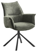 Moderner grüner Sessel der Serie KONYA mit schwarzem Metallgestell, seitliche Perspektive