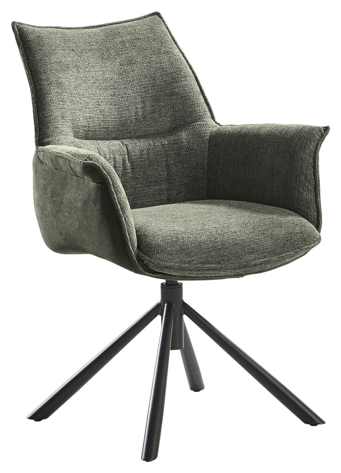 Novel Sessel KONYA Moderner grüner Sessel der Serie KONYA mit schwarzem Metallgestell, seitliche Perspektive