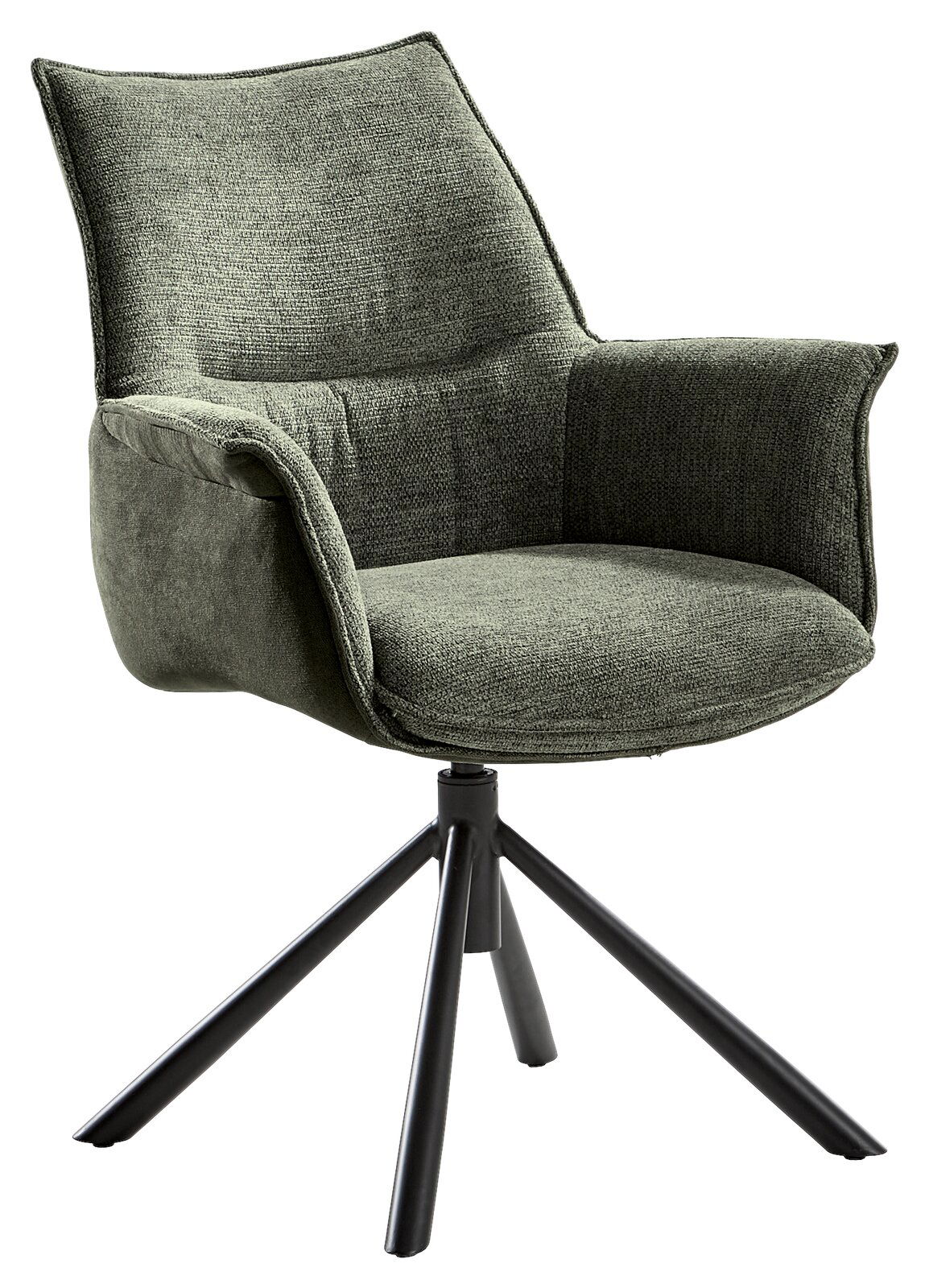 Novel Sessel KONYA Moderner grüner Sessel der Serie KONYA mit schwarzem Metallgestell, seitliche Perspektive