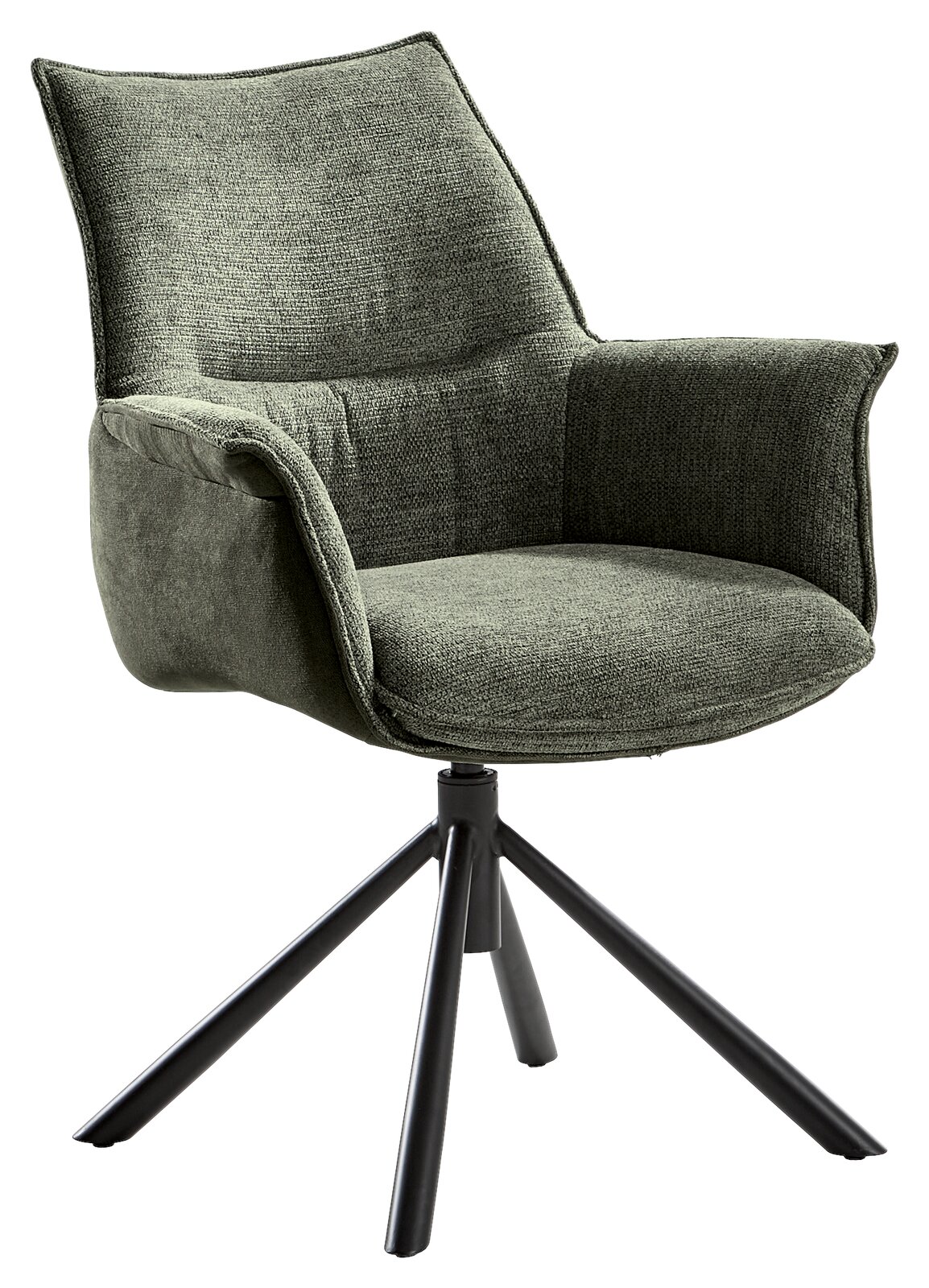 Novel Sessel KONYA Moderner grüner Sessel der Serie KONYA mit schwarzem Metallgestell, seitliche Perspektive